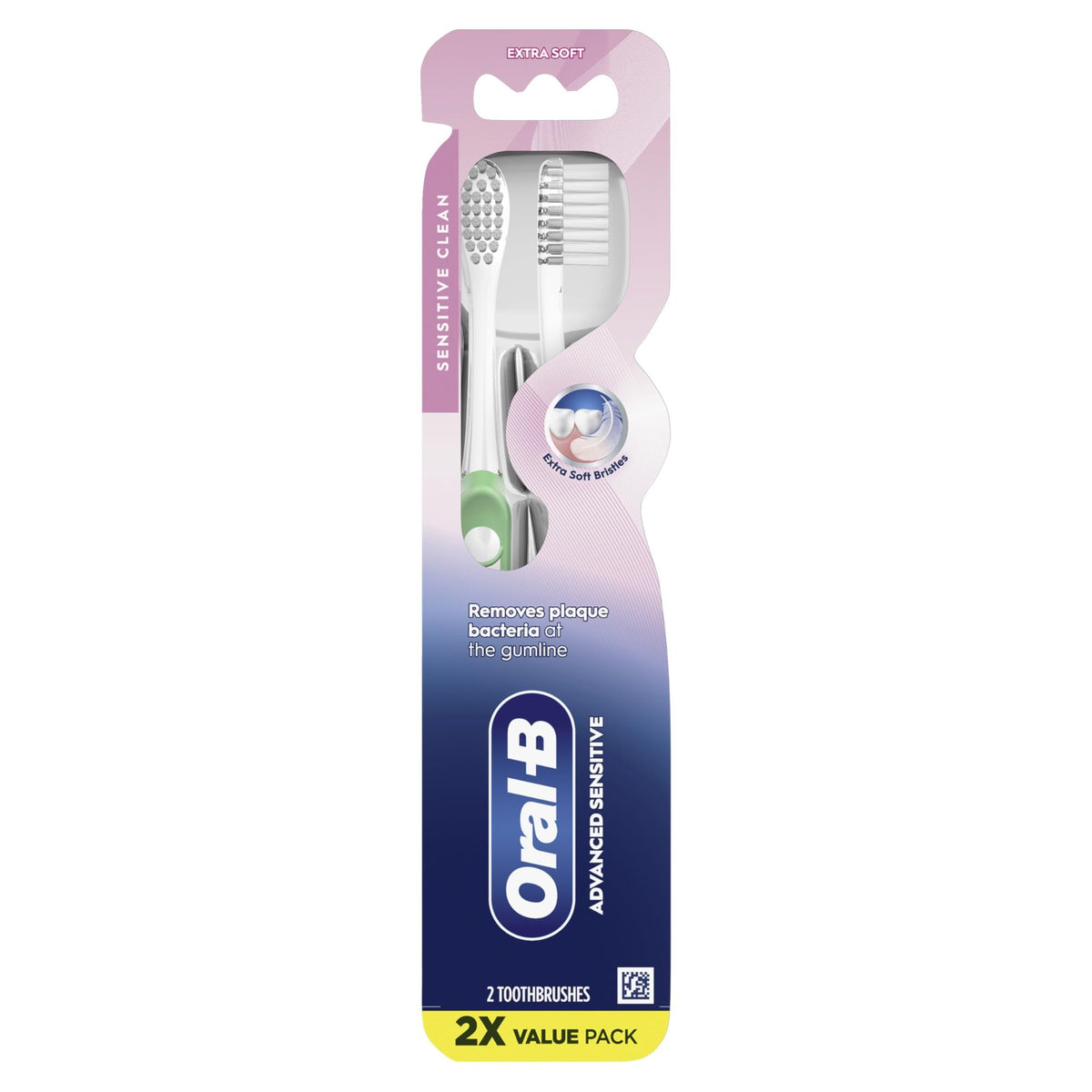 Sensitive Toothbrushes Pack of 2 - Ultra Soft Bristles, Multicolor