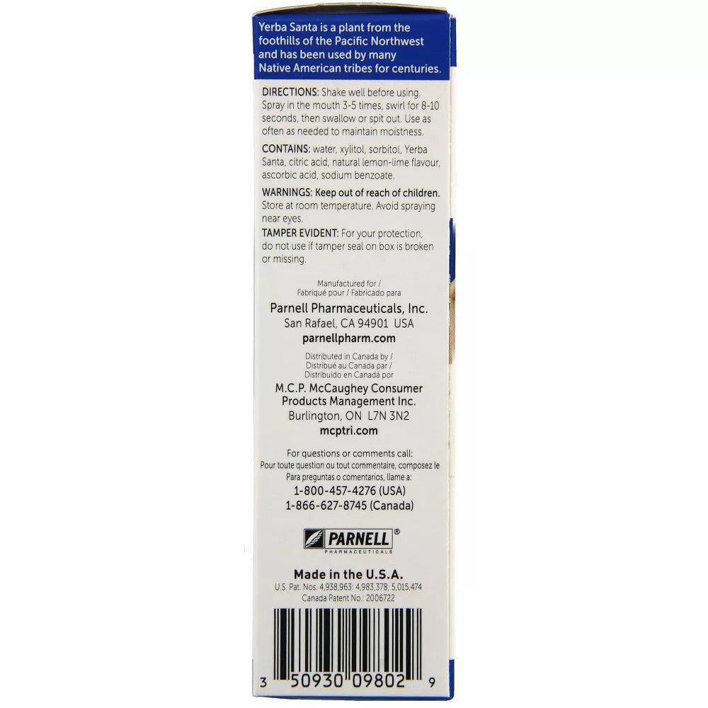 Dry Mouth & Throat Spray with Yerba Santa - Long-Lasting Oral Moisturizer, 8 oz