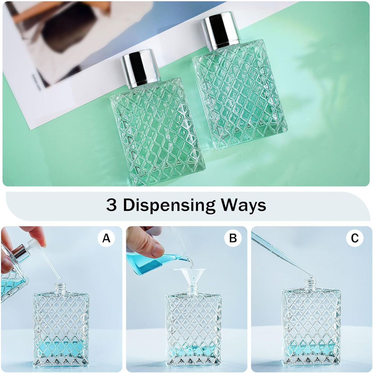 Refillable Glass Spray Bottles Set - 100ML Perfume & Essential Oil Misters
