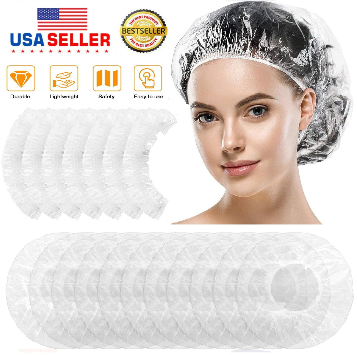 Disposable Shower Caps Large Elastic Hair Salon Shower Caps 200PCS