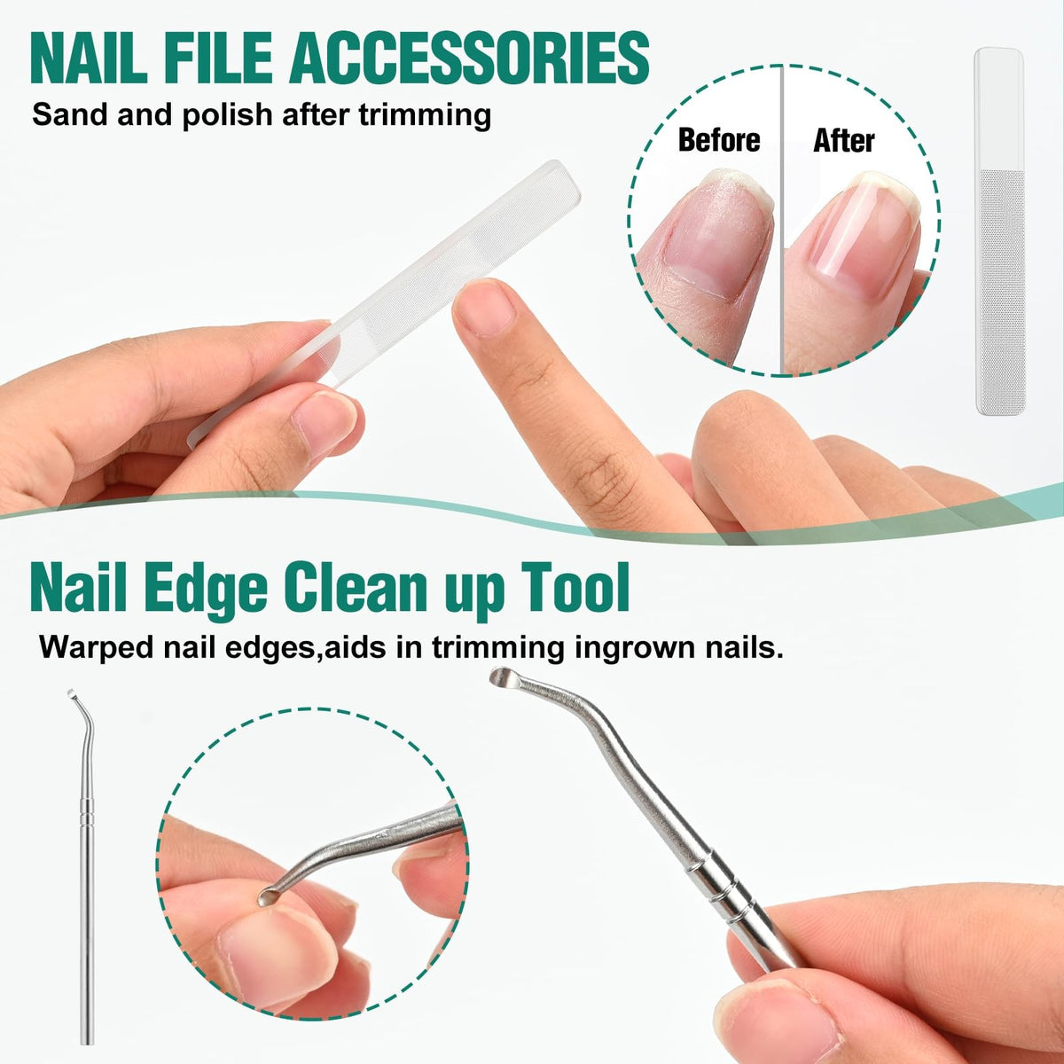 Eagle Beak Beveled Nail Clippers Set with Long Handle & Wide Jaw