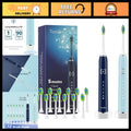 Electric Sonic Toothbrush Set for Adults & Kids - 12 Brush Heads, 2 Pack