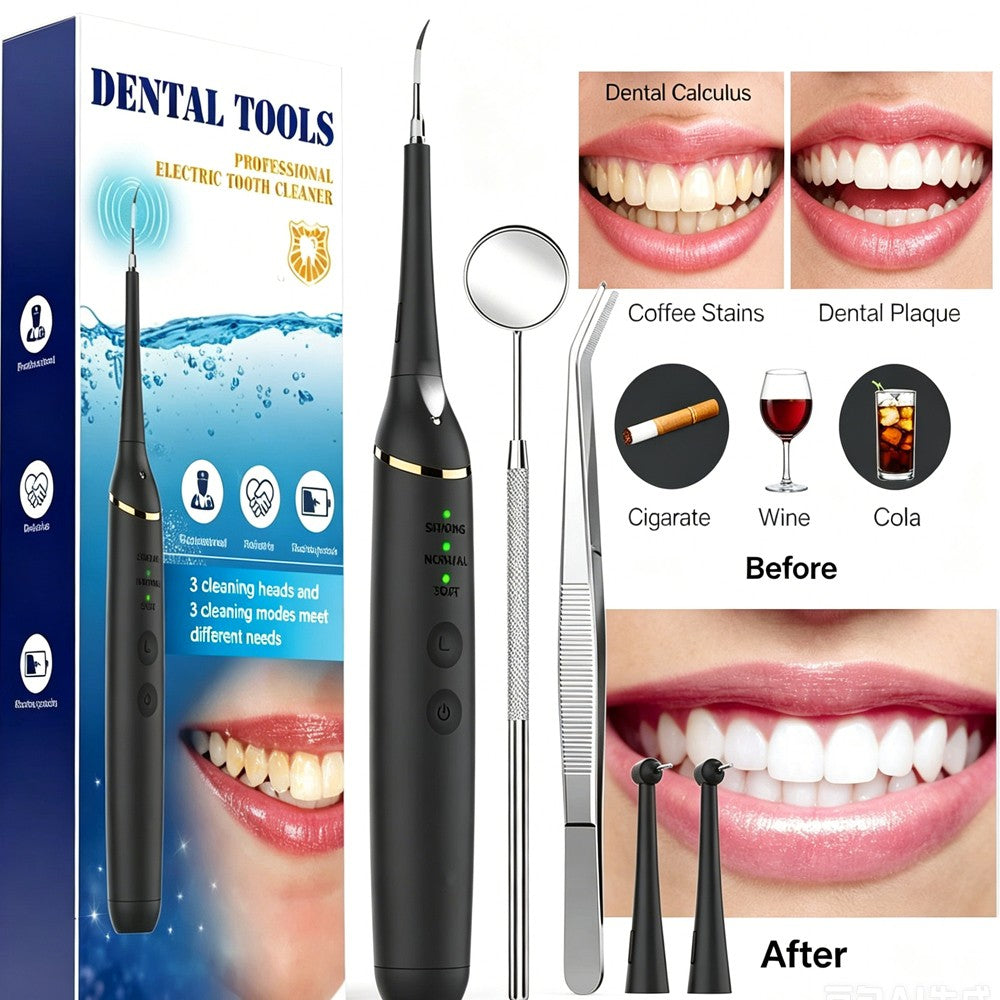 Electric Ultrasonic Dental Scaler Tartar & Plaque Remover with LED Light