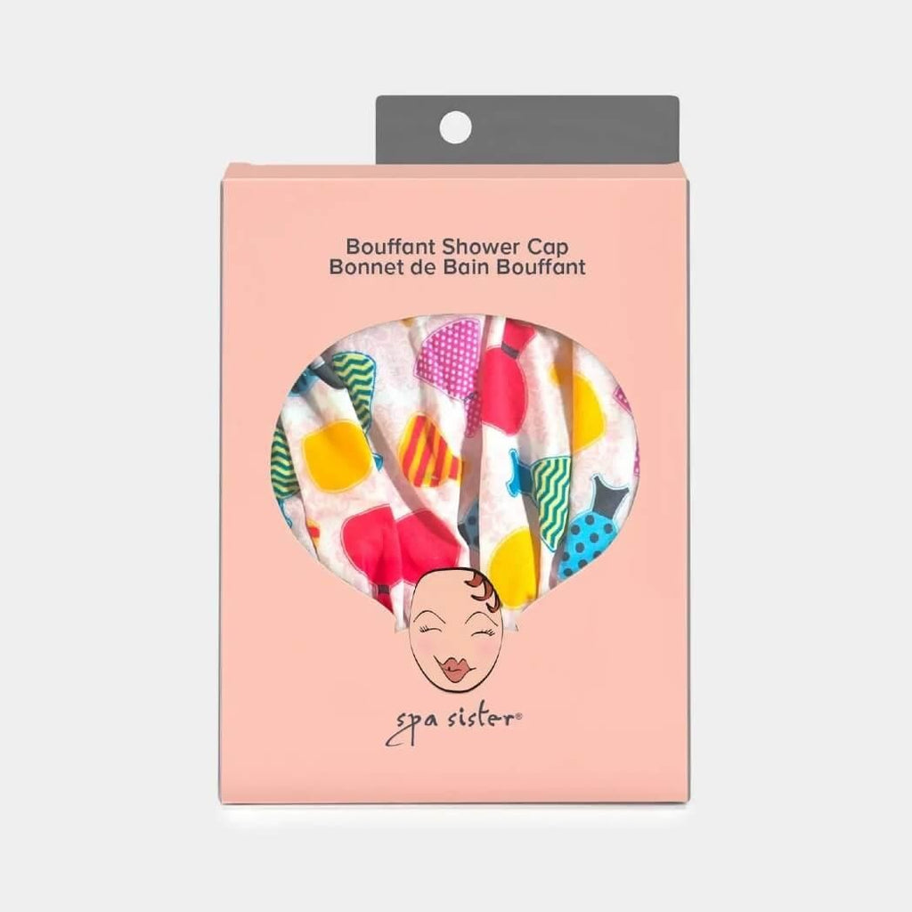 Bouffant Shower Cap with Colorful Dress Print - Waterproof Cotton Cover