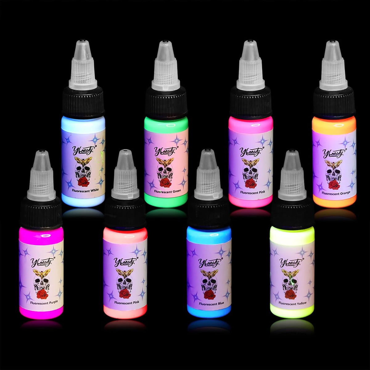 Fluorescent Tattoo Ink Set - 8 Color 5ml/Each Professional Quality
