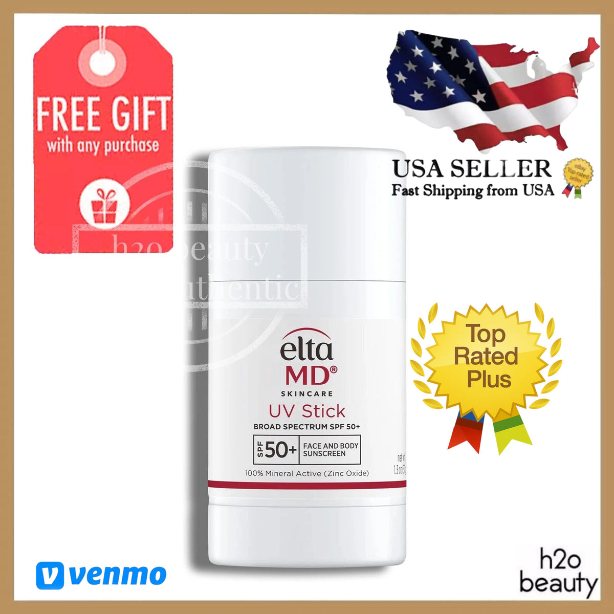 SPF 50+ Mineral Sunscreen Stick for Face & Body - Water-Resistant, Fragrance-Free