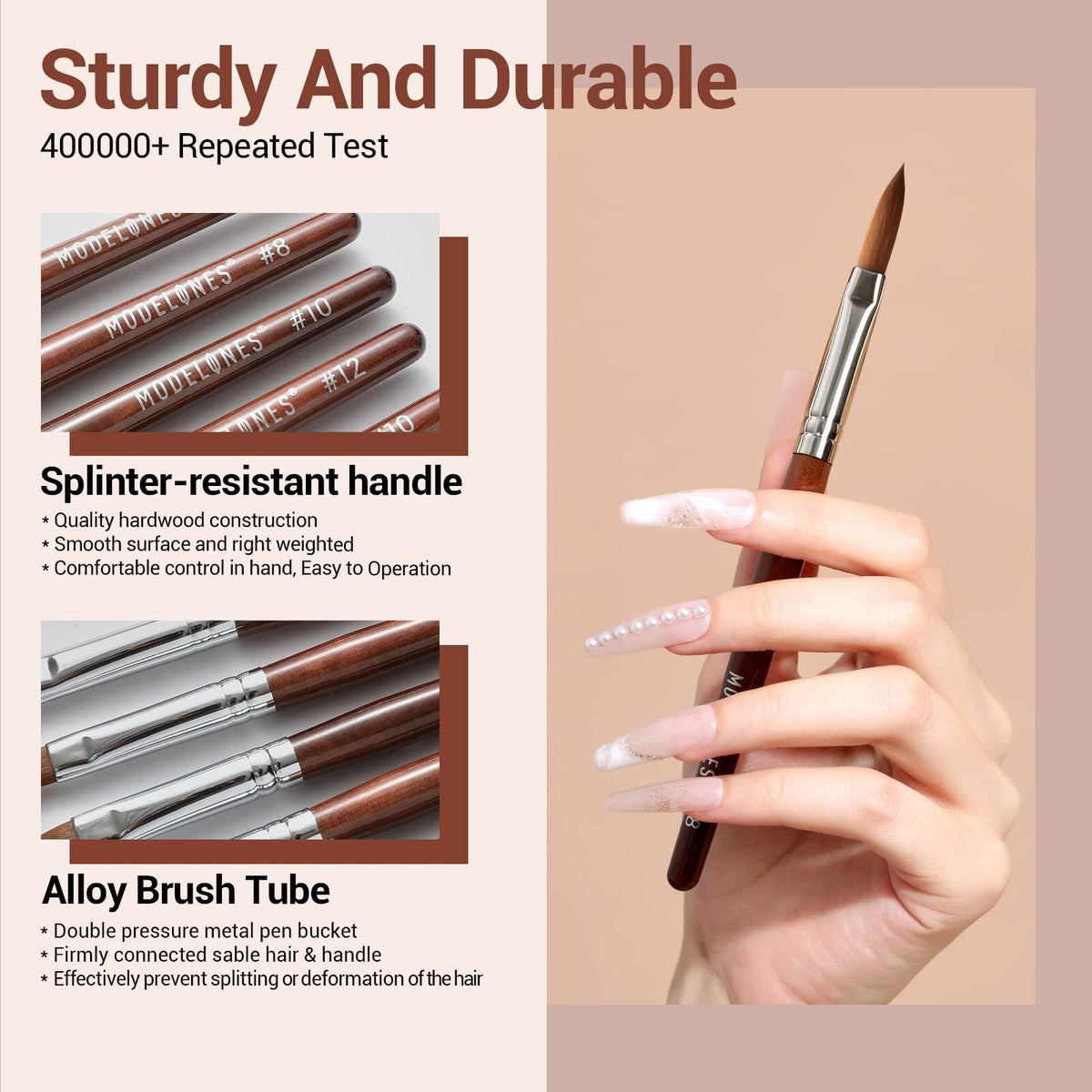 Acrylic Nail Brush with Wooden Handle - Size 8 for Professional & DIY Nail Art