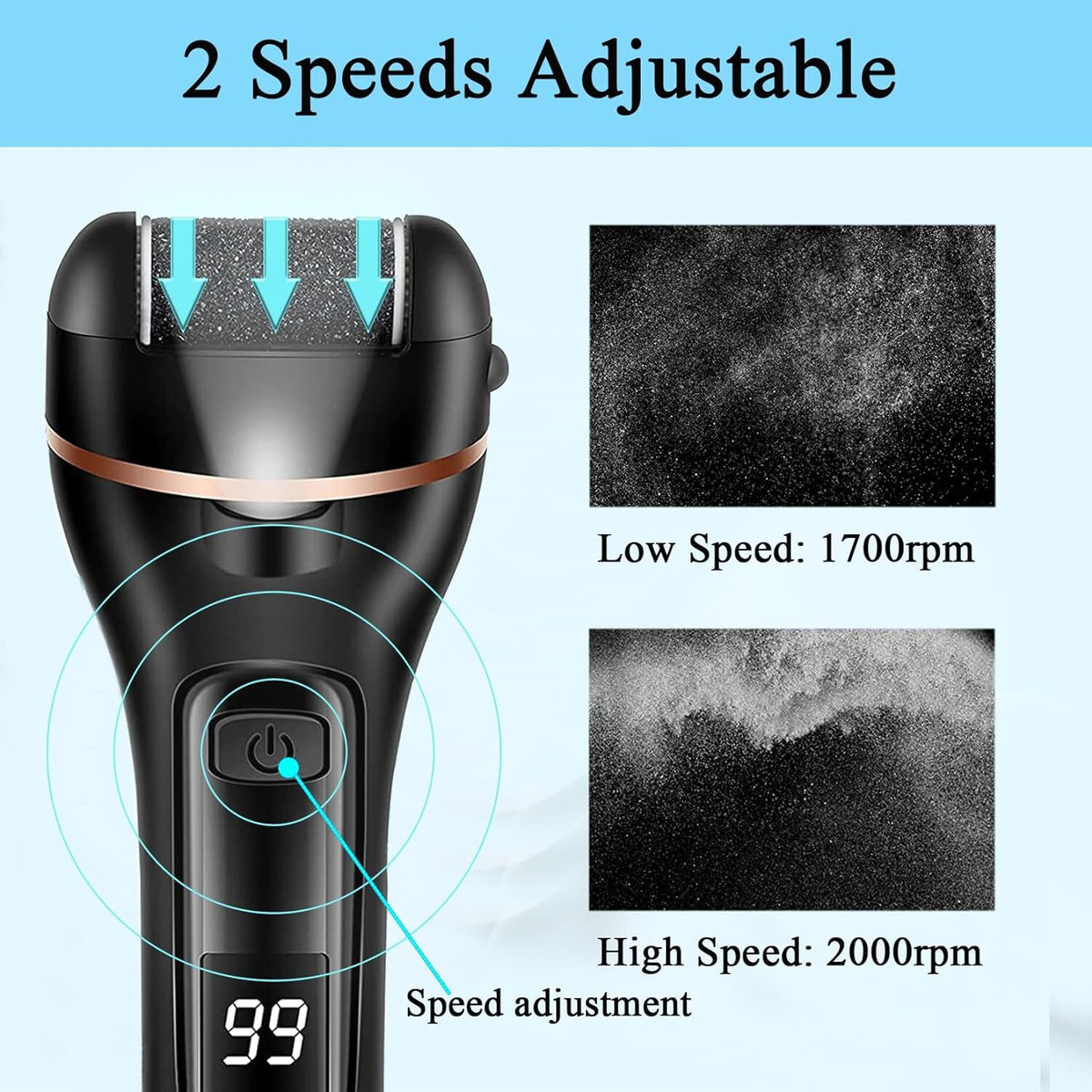 Electric Foot Callus Remover Grinder Pedicure Tool with Multiple Roller Heads