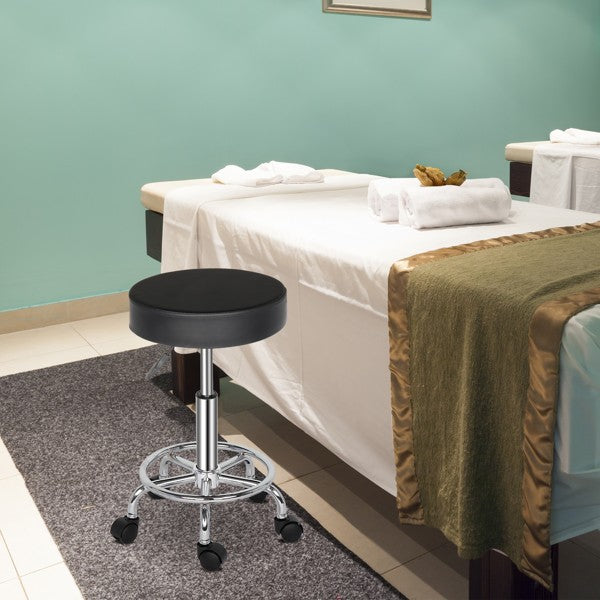 Adjustable Rolling Salon Stool with Wheels 360° Swivel & Pneumatic Height