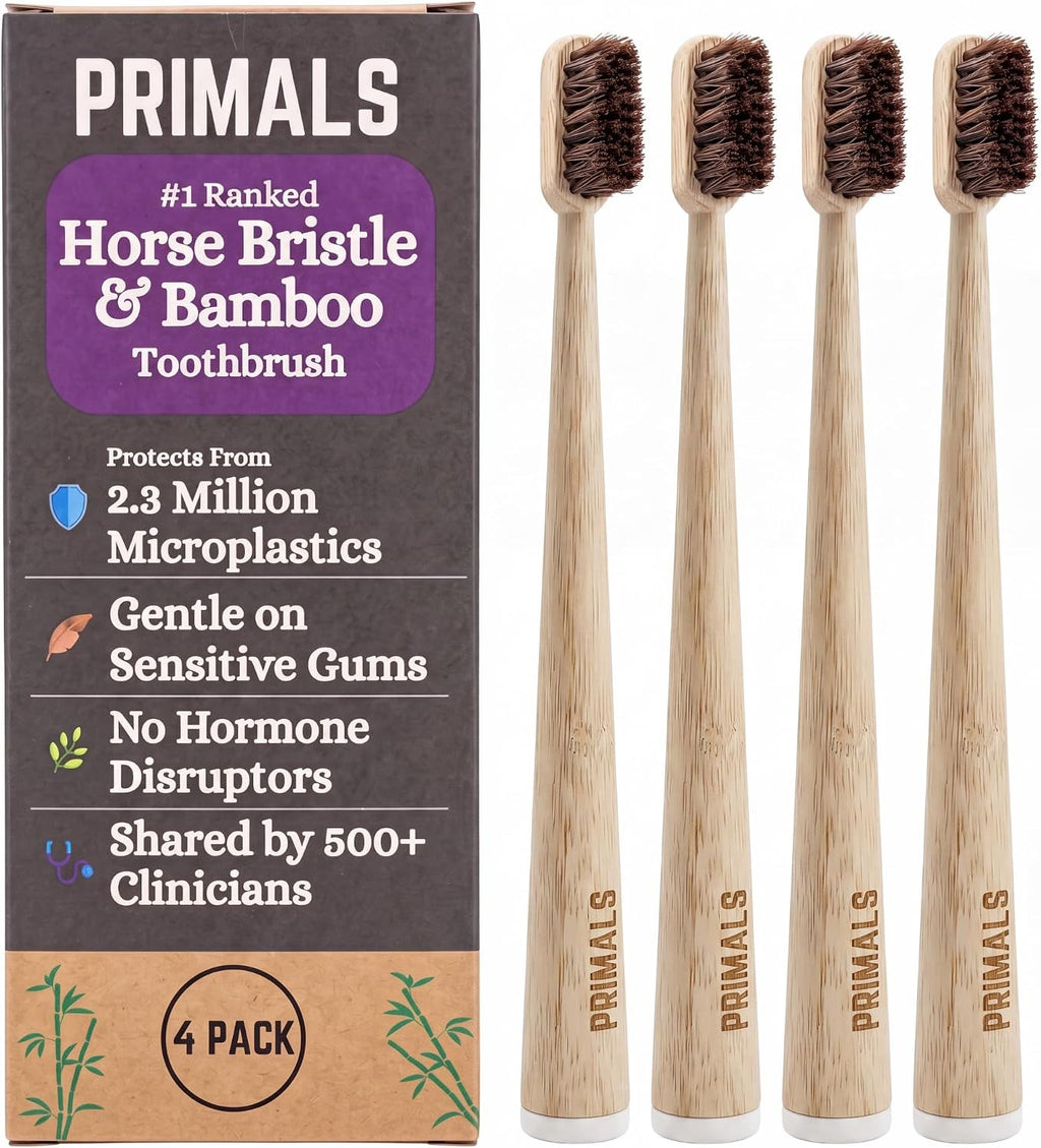 Horse Bristle & Bamboo Toothbrush - Eco-Friendly Soft Natural Bristles