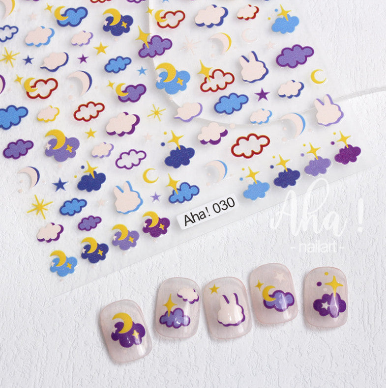 3D Nail Art Stickers Weather Bunny Cloud Cartoon Design for Nails