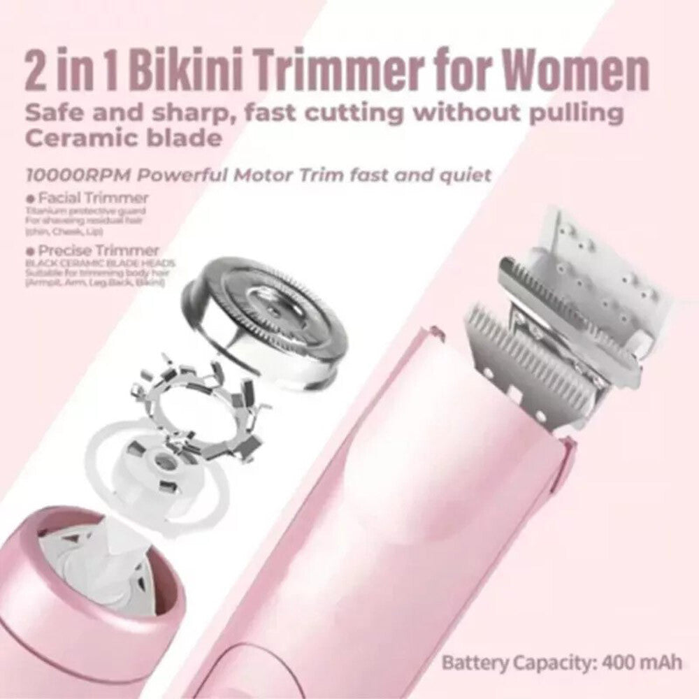 Waterproof Electric Lady Shaver for Sensitive Areas - Dual Head Bikini Trimmer