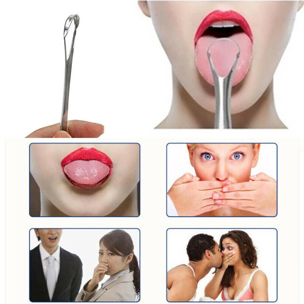 4 Pack Stainless Steel Tongue Scrapers - Oral Hygiene Cleaners for Fresh Breath