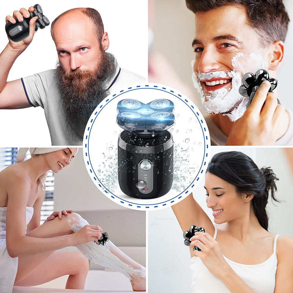 Men Electric Head Shaver Bald Head Razor Wet Dry Rechargeable Rotary Shaver