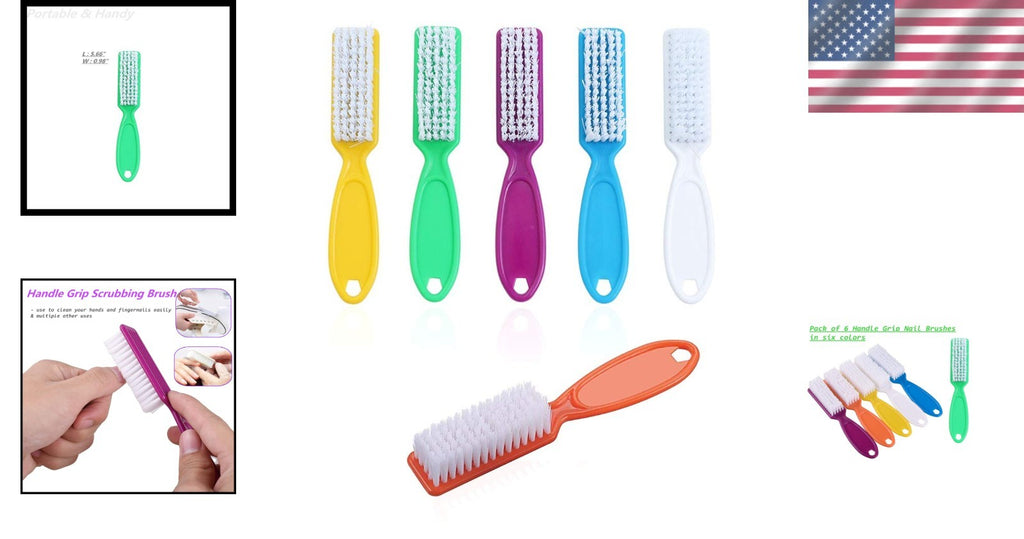 Portable Nail Cleaning Brushes Set - 6 Colorful Handheld Grooming Tools