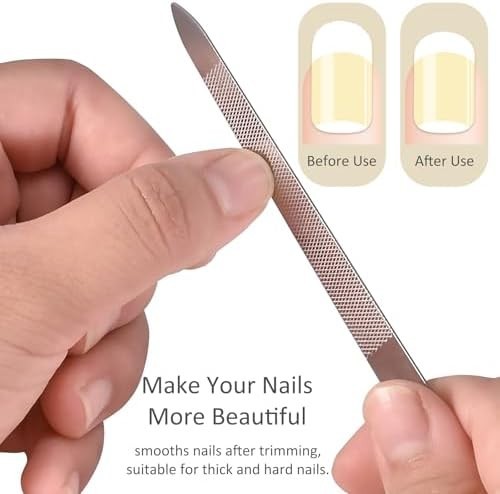 Stainless Steel Double-Sided Nail Files - 10 Pack for Fingernails & Toenails