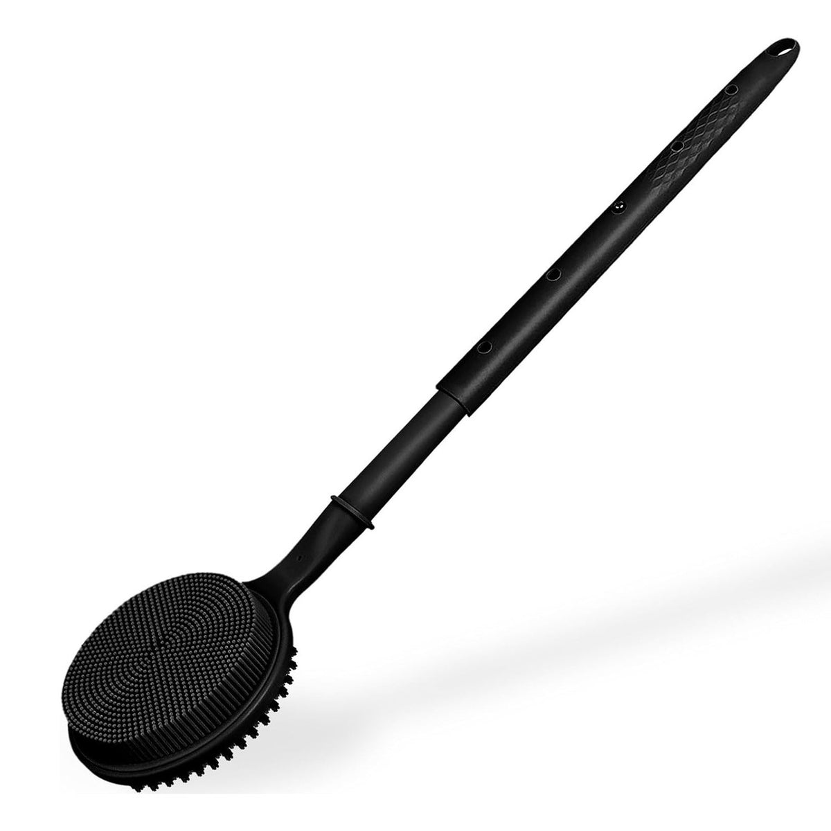 Long Handle Silicone Body Scrubber with Soft Bristles for Shower Exfoliation