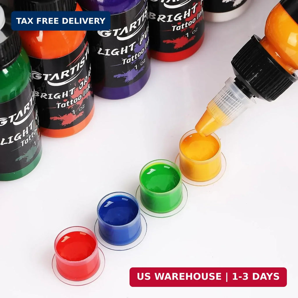 Professional Tattoo Ink Set 14 Colors 1oz (30ml) Vegan-Friendly Pigment