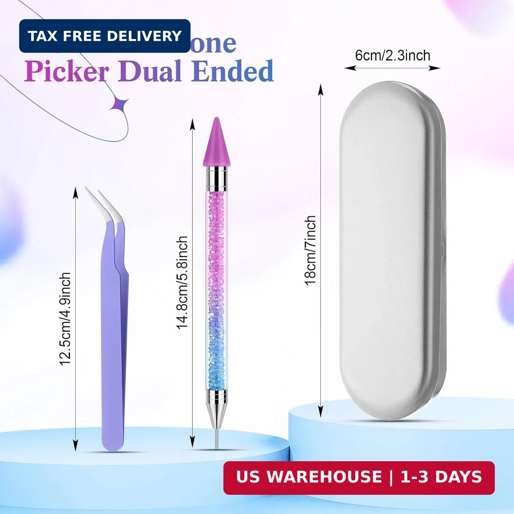 Rhinestone Picker Tool Set for Nail Art and Crafting - Dual Head Wax Pen