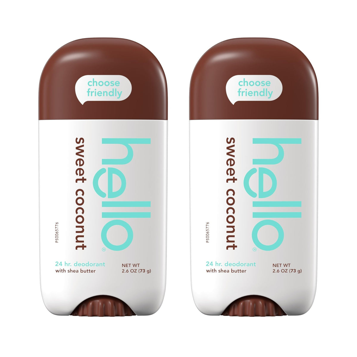 Vegan Aluminum-Free Deodorant with Shea Butter - Sweet Coconut Scent, 2 Pack