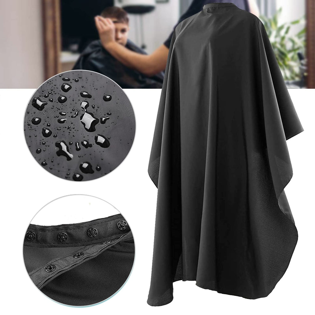 Black Waterproof Hair Cutting Capes Pack of 5 for Salon & Home Use