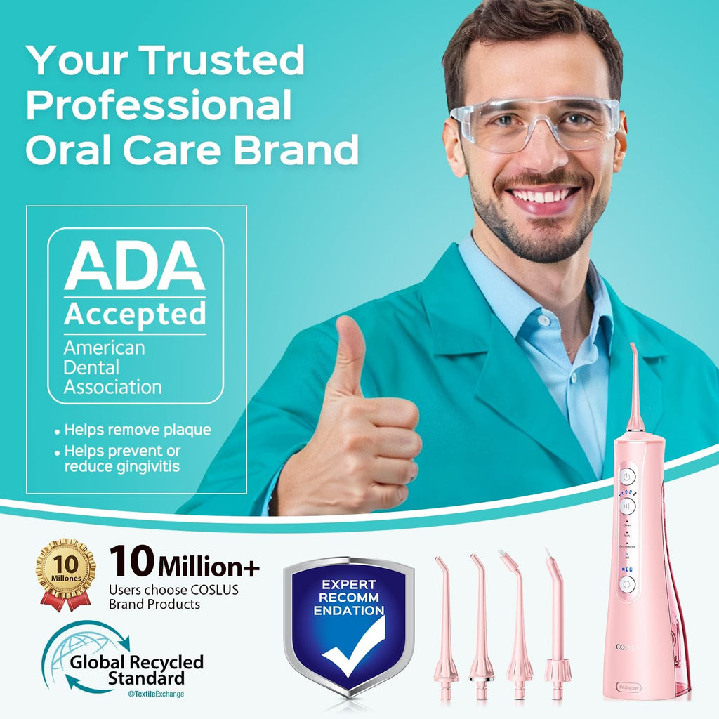 Water Dental Flosser with 4 Modes 5 Intensity Levels Pink - Oral Care Device
