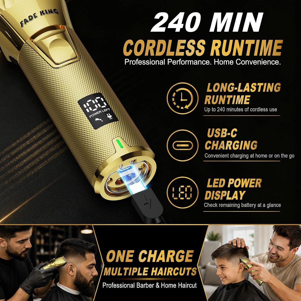 Cordless Hair Clippers & Trimmer Kit for Men - Professional Grooming Set