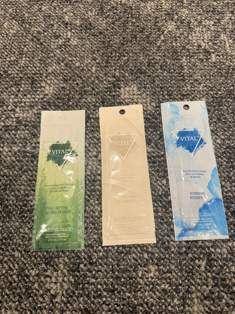 Tanning Lotion Sample Packets - Vital DHA & Natural Bronzer Set