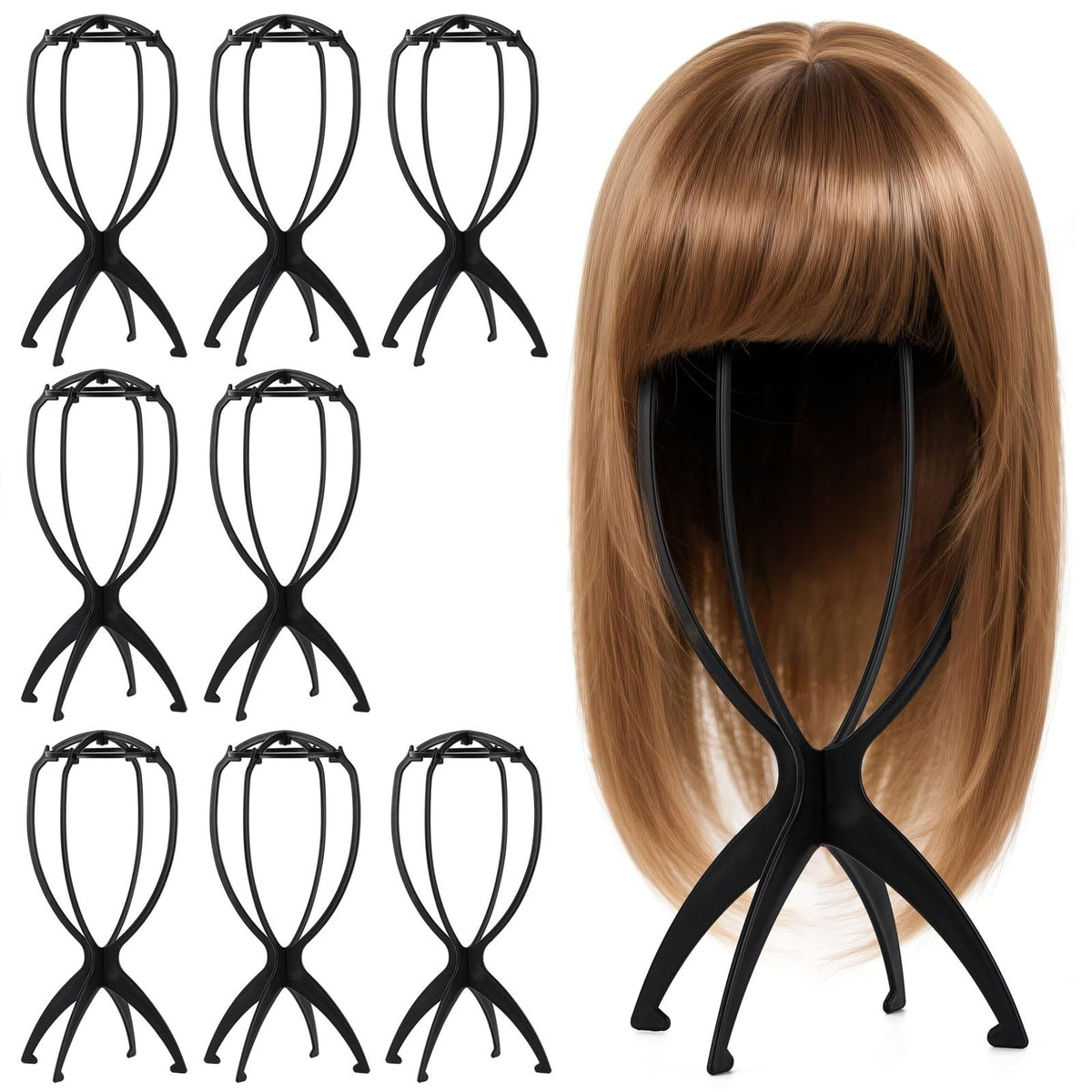 Portable Wig Stand Holder Set - Collapsible 9 Pack for Travel & Salon Use