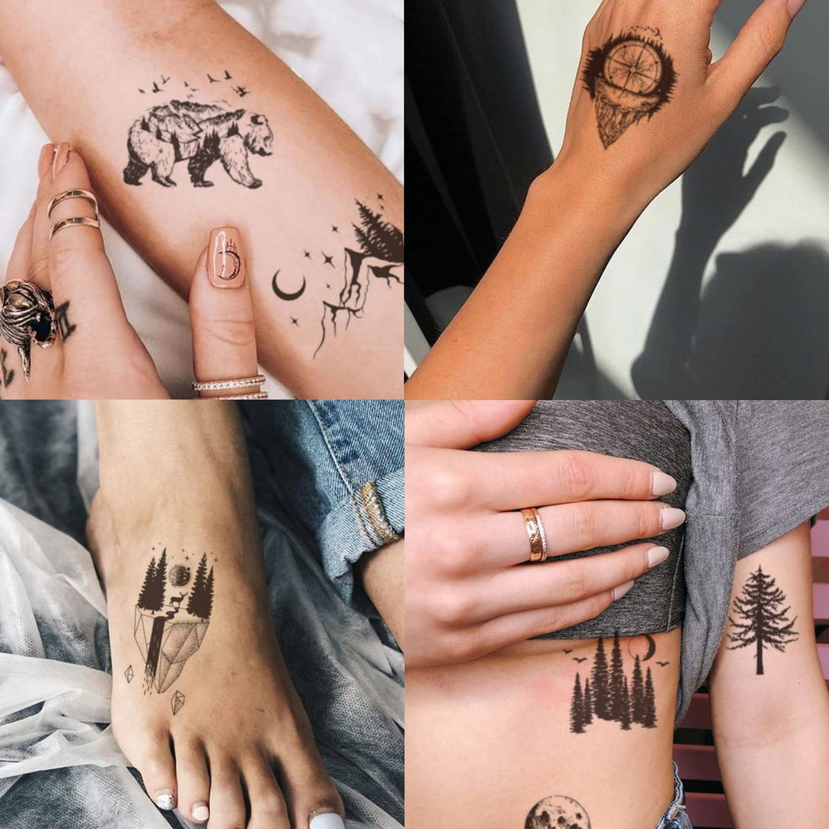 Mountain Themed Temporary Tattoos – 30 Sheets, 4.13 x 2.36 in, For Men Women & Kids