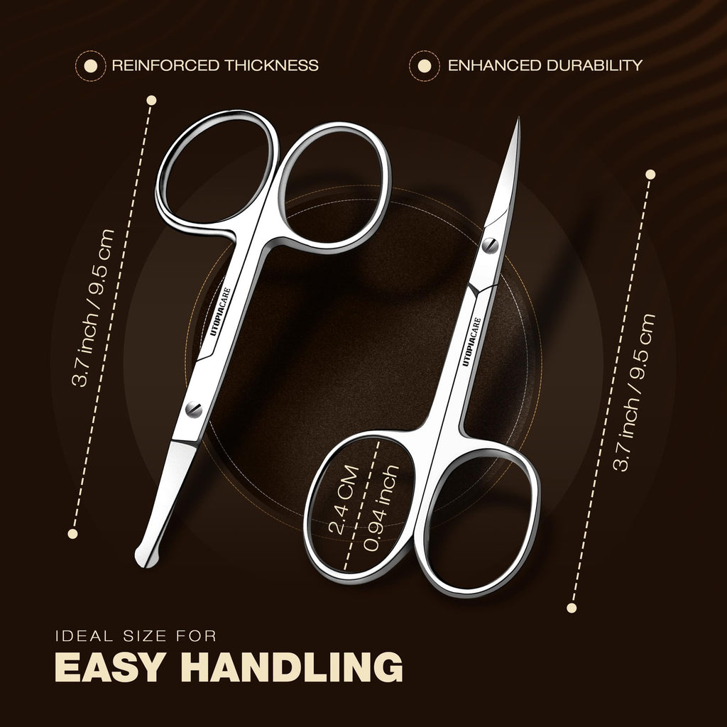 Eyebrow Scissors for Women - Pack of 2, Stainless Steel, Travel Friendly