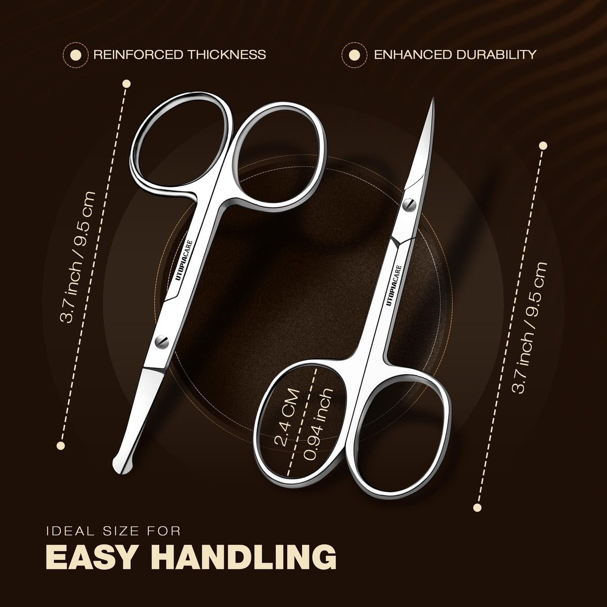 Eyebrow Scissors for Women - Pack of 2, Stainless Steel, Travel Friendly