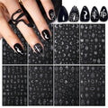 Metallic Nail Art Stickers Decals Silver Moon Sun Star 8 Sheets