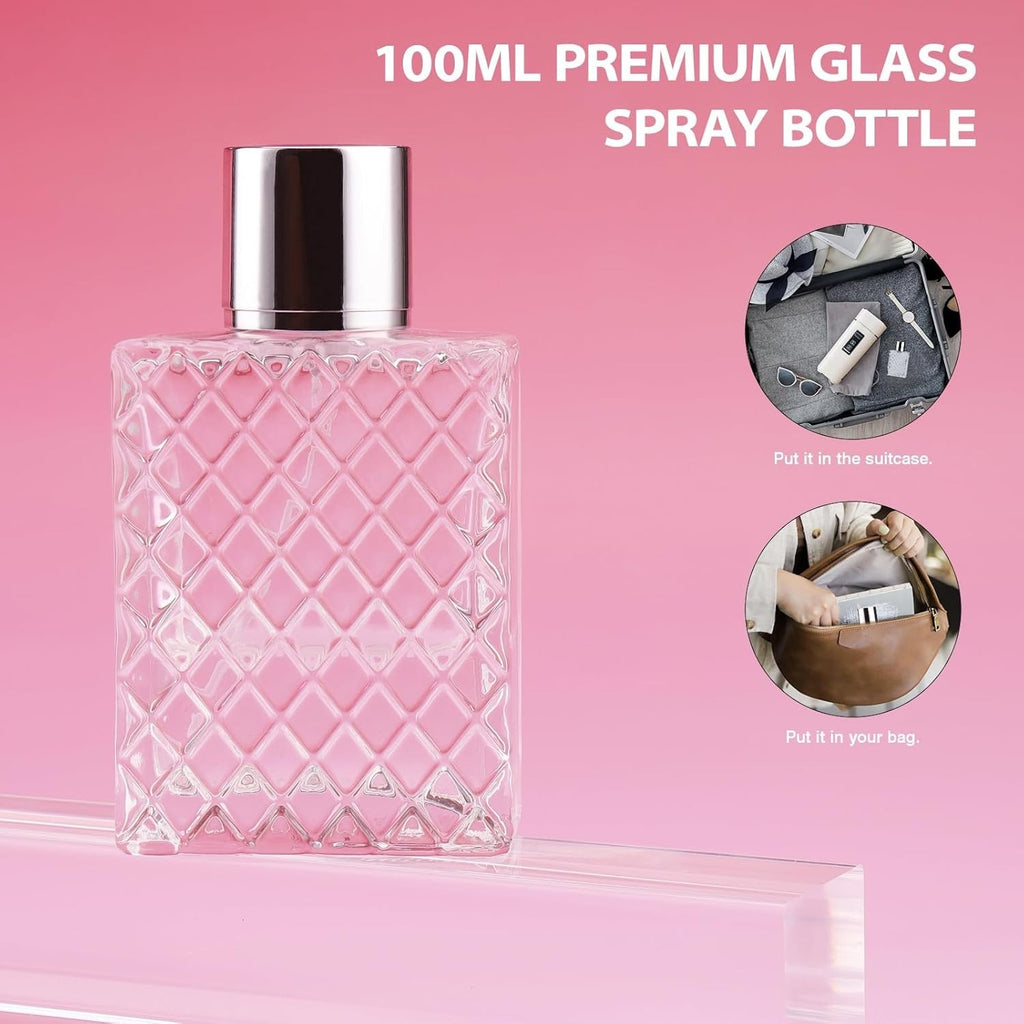 Refillable Glass Perfume Bottle 100ml Spray Pump Empty Cologne Container