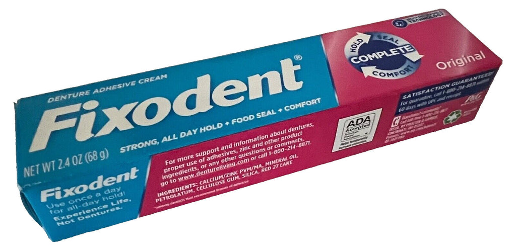 Denture Adhesive Cream - Original Fixodent, 4 Tubes 2.4 oz (68g) Pack