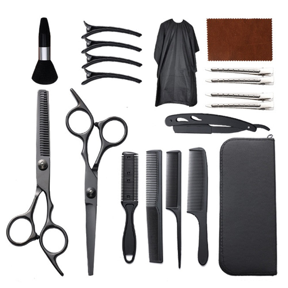 Professional Hair Cutting Scissors Shears Set for Salon & Home Use - 19 Pieces