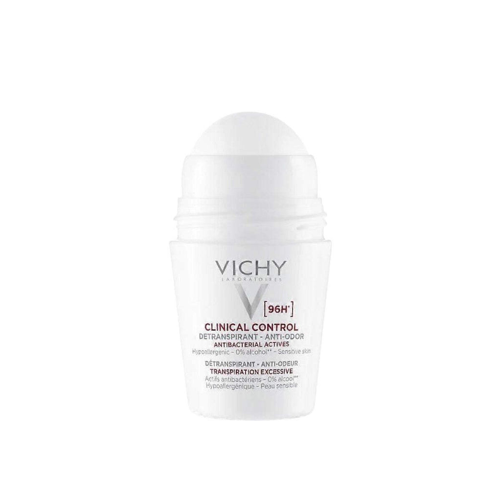 Vichy Clinical Control 96H Anti-Odor Roll-On Deodorant 2 Pack - Long-Lasting, Sensitive Skin
