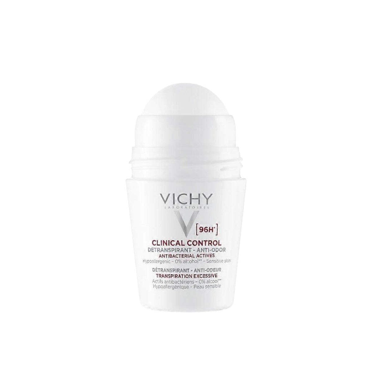 Vichy Clinical Control 96H Anti-Odor Roll-On Deodorant 2 Pack - Long-Lasting, Sensitive Skin