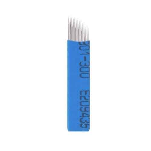 Blue Microblading Shadow 2-Row 28 Manual Needle PMU Disposable 100Pcs