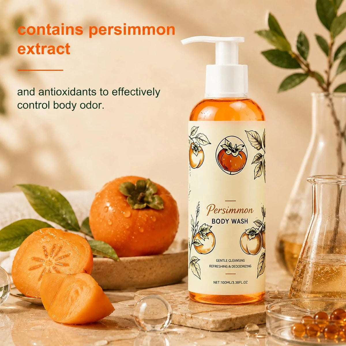 Persimmon Body Wash for Mature Skin - Deep Cleansing & Deodorizing 100ml