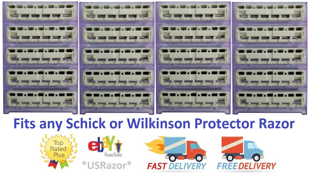 20 Schick Protector Razor Blades Refills with Aloe & Comfort Strip
