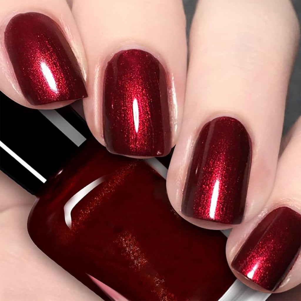 12ml Burgundy Nail Polish - Quick Dry Lustrous Ultra Chrome Finish