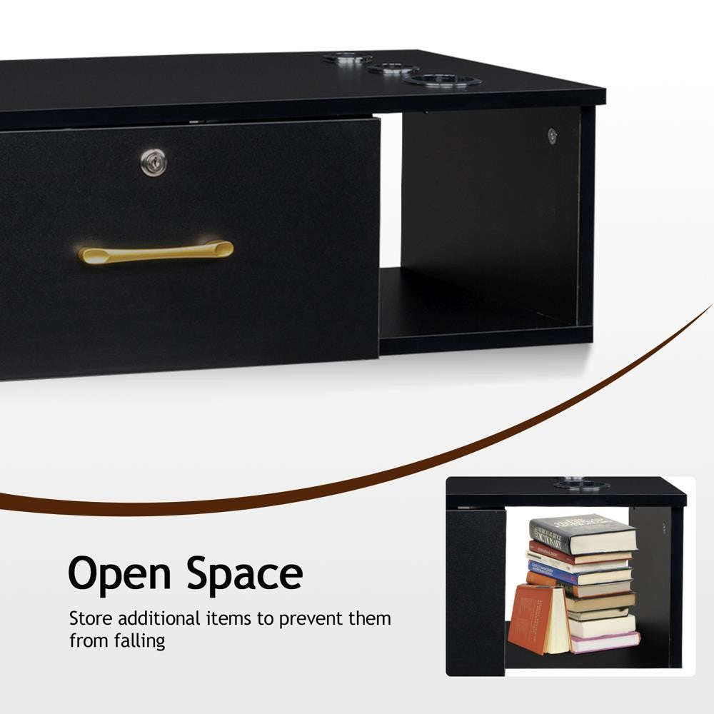 Wall Mount Salon Station with 3 Hair Dryer Holders and Lockable Drawers
