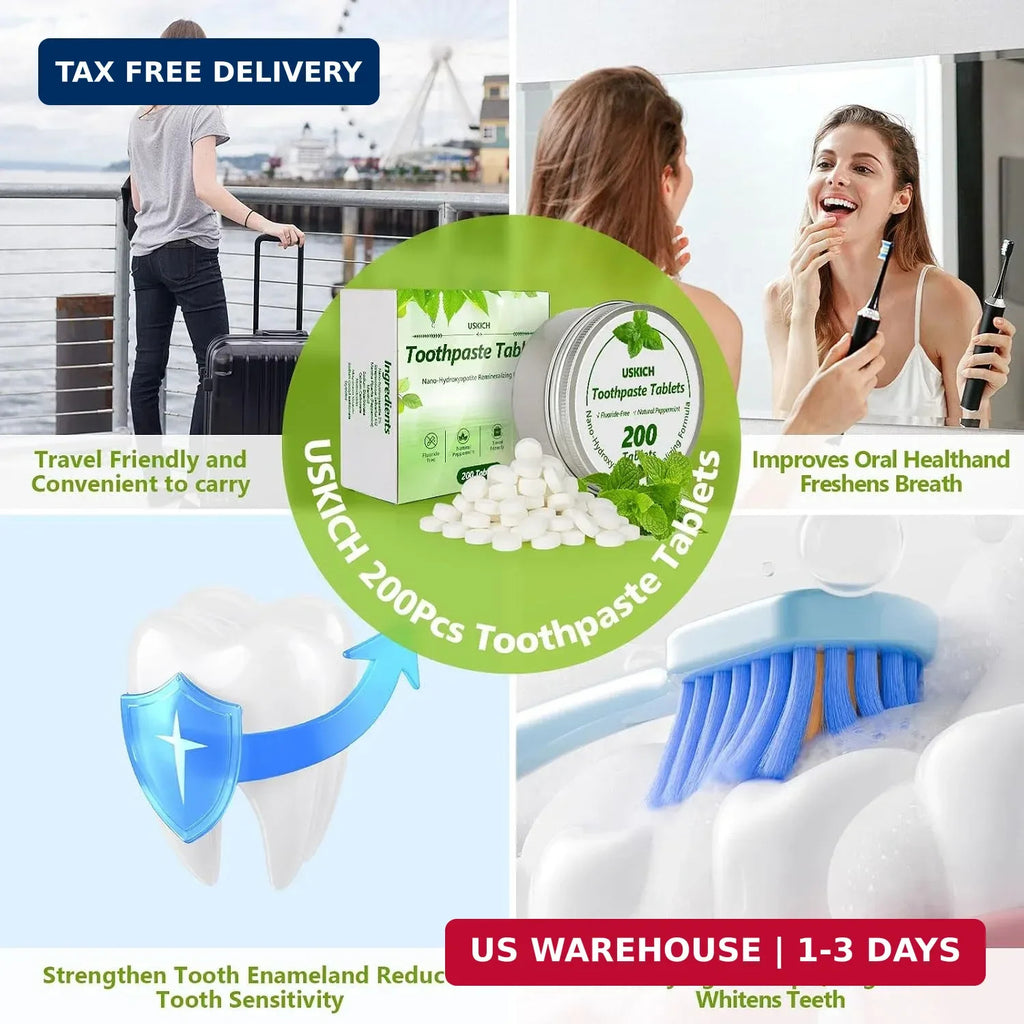 Toothpaste Tablets Natural Whitening Sensitivity Relief Eco Friendly 200 Pcs