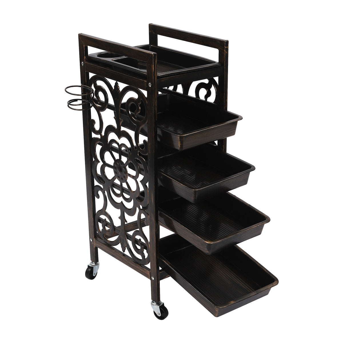Salon Rolling Storage Trolley with 5 Shelves & Vintage Design for Beauty Salon