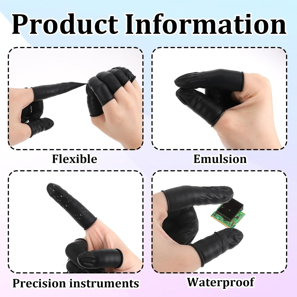 Large Black Finger Cots 400 Pcs - Latex Finger Protectors for Precision Work