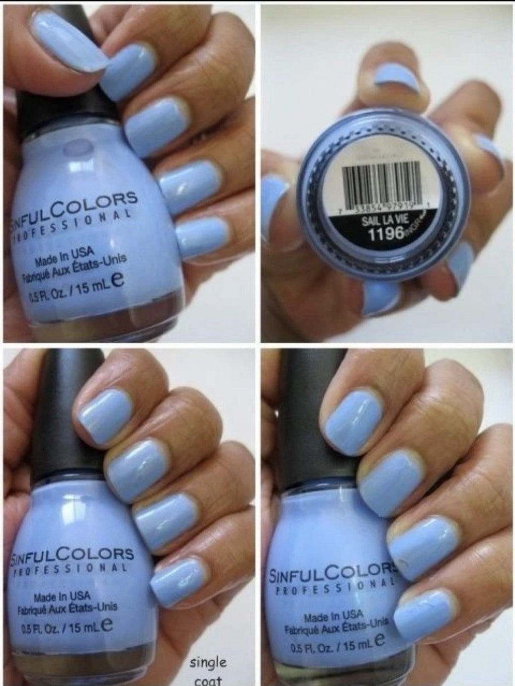2 Pack Sinful Colors Professional Nail Polish Sail La Vie 1196 0.5 fl oz
