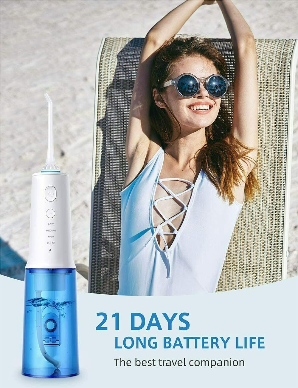 Cordless Water Flosser Oral Irrigator USB Rechargeable 320ml 4 Modes
