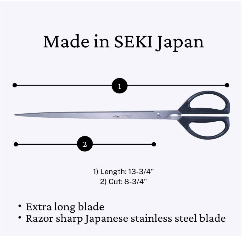 13-3/4 Inch Heavy Duty Japanese Stainless Steel Scissors for Ribbon & Paper Cutting