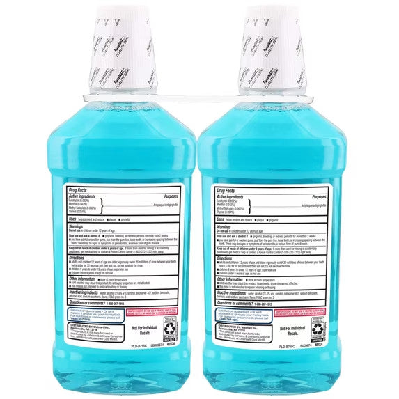 Antiseptic Mouthwash with Blue Mint Flavor - Twin Pack, 3 Liters